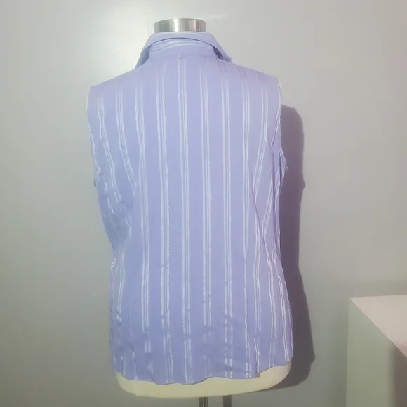 **3/20 notations purple stripe button up top plus size 2x - Picture 4 of 6